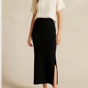 St. John Basis Elegant Santana Knit Black Maxi Skirt Size 14